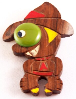 BP40 comical wood cowboy pin 